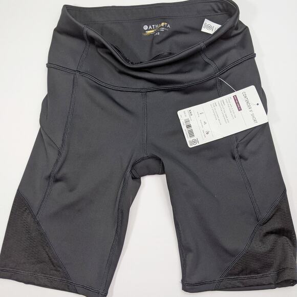 Athleta XXS black Contender 9" Shorts biker knee length zip pocket run gym 00 - Picture 5 of 6